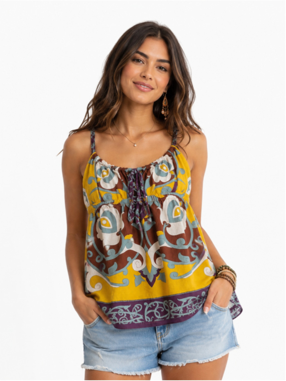 Nicole by Nicole Miller Boho Abstract Print Cami Top Size L